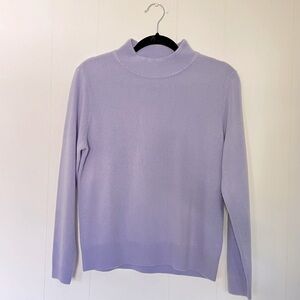 Purple Petite L Sag Harbor Mock Neck Sweater